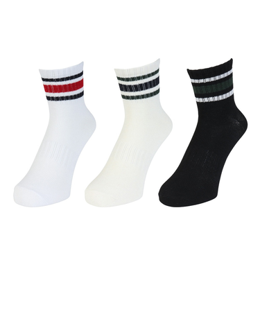 クー(Coo.)靴下 アンクルソックス 3足組 25-28センチ BLKWHTOFF 894CO5GSA0055 BLK 抗菌 防臭 おしゃれ カジュアル …