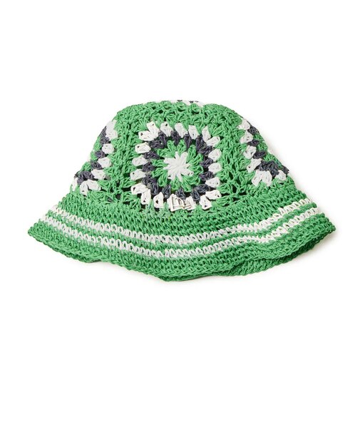 ニューエラ（NEW ERA） 帽子 クロシェ ニットバケットハット 緑 ペーパー GRN 14388393 ニット バケットハット アウトドア カギ編み