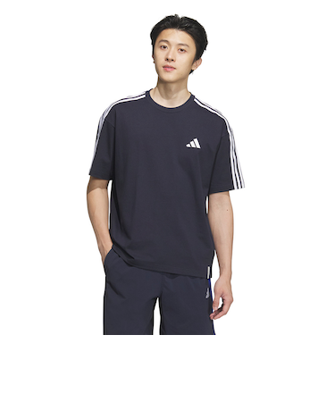 アディダス（adidas）エッセンシャルズ プラス ルーズフィット スリーストライプス 半袖Tシャツ JUP90-JW6945