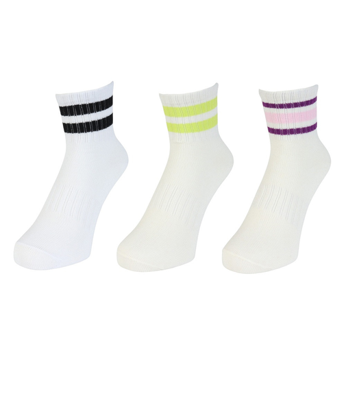 クー(Coo.)靴下 アンクル丈ソックス 3足組 NVYPNKLGN 22-25センチ 895CO5GSA0045 NVY ラインソックス 抗菌 防臭 シンプ…