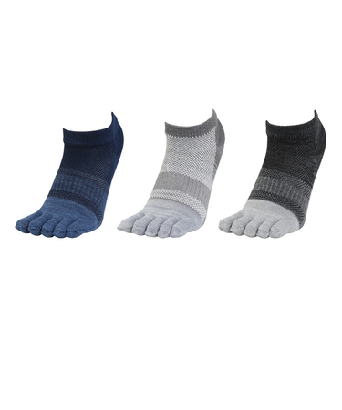 クー(Coo.)靴下 冷感 5指ソックス 3足組 25-28センチ GRYNVYBLK 894CO5GSA0025 GRY 吸汗速乾 接触冷感 シンプル カジ…