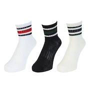 クー（Coo.）靴下 アンクル丈ソックス 3足組 BLKWHTOFF 22-25センチ 895CO5GSA0047 BLK ラインソックス 抗菌 防臭 シンプ…