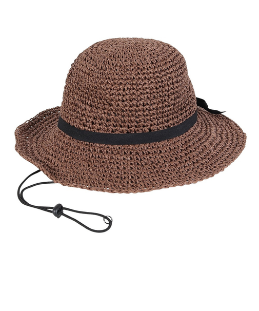 クー（Coo.）ペーパーハット バックリボン ブラウン 898CO5ST0014 BRN 吸汗速乾 接触冷感 お出かけ デート リボン日よけ リボンハット