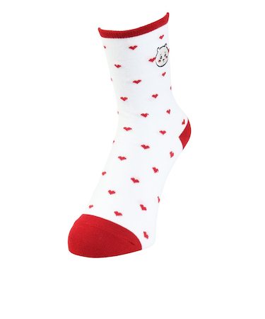 靴下 クルー丈 ハート柄ソックス 赤 22-24cm 3197002 ソックス クルーソックス カジュアル キャラクター