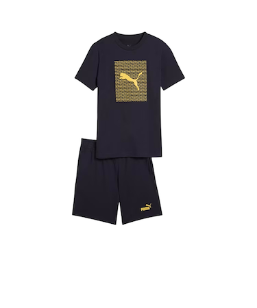 プーマ（PUMA）ボーイズ ESS ロゴ ラブ HOG 半袖 Tシャツ & ショーツ セット 687887 16 NVY