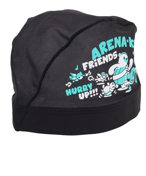 アリーナ（ARENA）メッシュキャップ 水泳 黒 M-Lサイズ AS5SSC54U BKEM アリーナくん トレーニング 運動 スポーツ 練習 公式大会 ロゴ