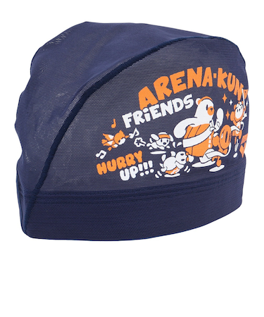 アリーナ（ARENA）メッシュキャップ 水泳 紺 M-Lサイズ AS5SSC54U NVOR アリーナくん トレーニング 運動 スポーツ 練習 公式大会 ロゴ