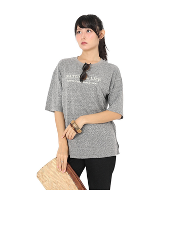 エルケクス（ELKEX）半袖 フロッキープリント ワイドTシャツ EKL5S10043 MGRY