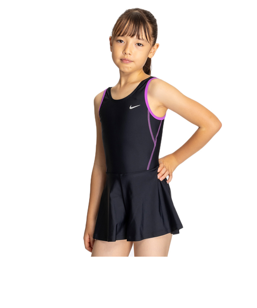 ナイキ（NIKE）スクール水着 ジュニア 女子 水泳 キュロットワンピース 紫 110-170センチ 1991106-012 スク水 学校 部活 学生 小学生…