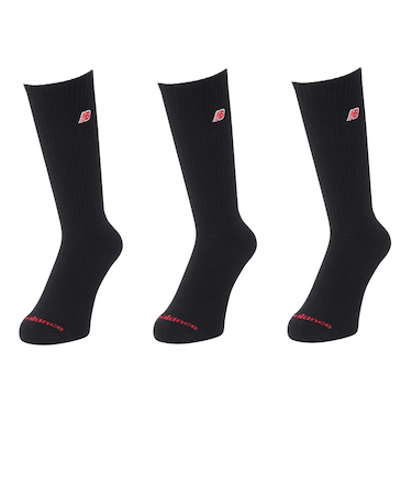 ニューバランス(new balance)靴下 パッチロゴ クルーソックス 黒 M-LLサイズ 3足組 LAS51263BK スト系 私服 新調 衣替え 運動