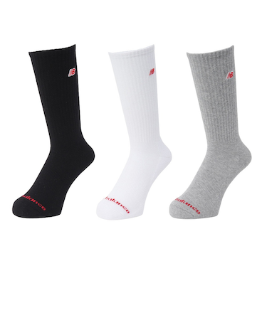 ニューバランス（new balance）靴下 パッチロゴ クルーソックス 3足組 M-LLサイズ LAS51263WM スト系 私服 新調 衣替え 運動