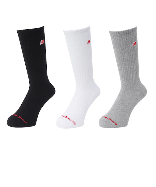 ニューバランス（new balance）靴下 パッチロゴ クルーソックス 3足組 M-LLサイズ LAS51263WM スト系 私服 新調 衣替え 運動