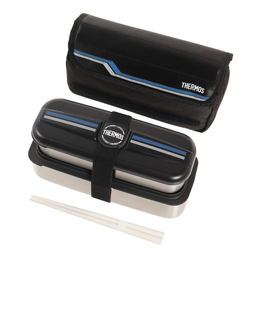 サーモス(THERMOS)ランチボックス DSD-1104W L-BK 食洗器対応 弁当箱 ベルト付き 箸付き ステンレス 保冷ケース 2段弁当  コンパクト