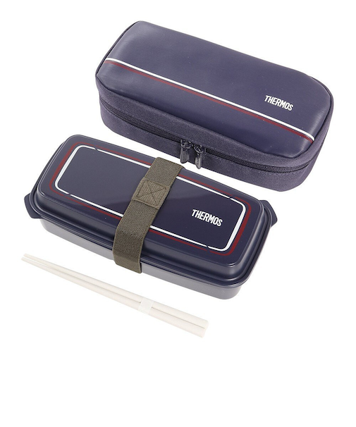サーモス（THERMOS）ランチボックス 紺  600ml DJO-600 NVY 1段弁当 食洗器対応 電子レンジ対応 弁当箱 ベルト付き 仕切り 箸付き …