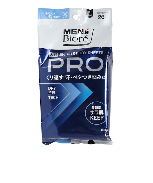 冷却シート ビオレ 顔もふけるボディシート PRO ホワイトサボンの香り 26枚 279ml 汗拭きシート 汗対策 さらさら 冷感 メントール 持ち運び