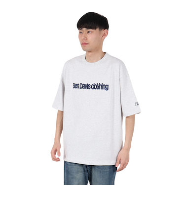 ベンデイビス（BEN DAVIS）ドローコード付ヘビーウェイト 胸ロゴ 半袖Tシャツ 25580004-LGRY