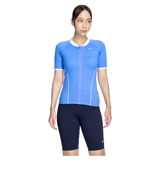 ナイキ（NIKE）フィットネス水着 レディース 水泳 ジップ付き半袖 2in1