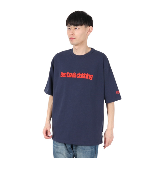 ベンデイビス（BEN DAVIS）ドローコード付 ヘビーウェイト 半袖Tシャツ 胸ロゴ 25580004-NVY