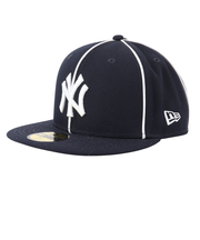 ニューエラ（NEW ERA）帽子 キャップ 59FIFTY パイピング ニューヨーク・ヤンキース 紺 S-LLサイズ 14109884 ロゴ スト系 日差し対…