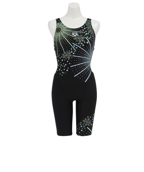 アリーナ(ARENA)競泳水着 水泳 フィットネスワンピーススパッツ S-LLサイズ AS5SWF14L BKGR オールインワン パッド付き ハーフレッグ丈…