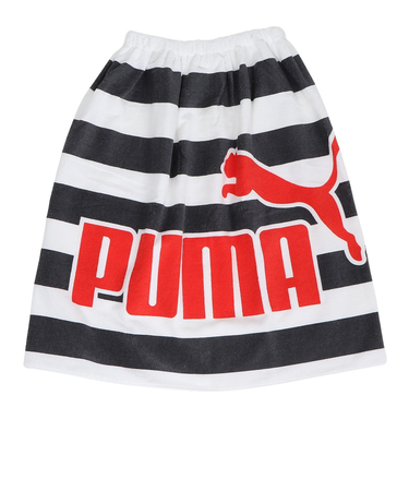 プーマ（PUMA）巻タオル 水泳 ラップタオル M 054878 02 WHT プールタオル  水遊び  川遊び  お着替えタオル ボーダー ロゴ 男女兼用 …