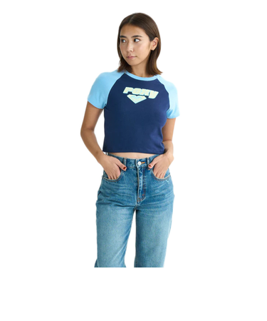 ロキシー（ROXY）半袖Tシャツ チビT 丈短め ラグラン SUN OVER 25SURST252041NVY