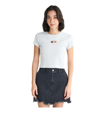 ロキシー（ROXY）FUN & ALIVE 半袖Tシャツ ショート丈 チビT 丈短め ヘリテージロゴ 25SURST252058HER