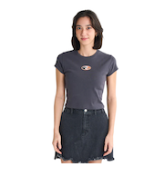 ロキシー（ROXY）FUN & ALIVE 半袖Tシャツ ショート丈 チビT 丈短め ヘリテージロゴ 25SURST252058BLK