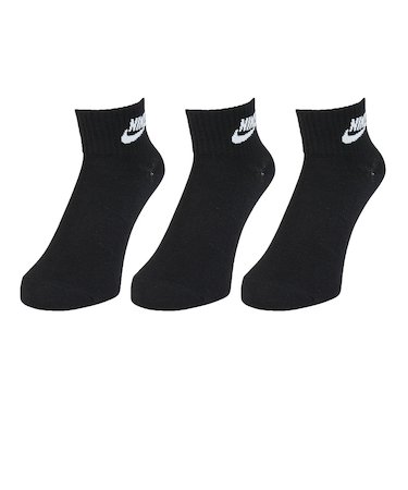 ナイキ（NIKE）靴下 エブリデイ エッセンシャル アンクル ソックス 3足組 黒 23-29センチ DX5074-010 カジュアル ロゴ 軽量 通気性 厚…