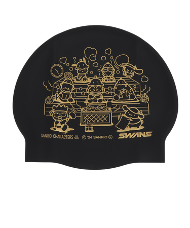 スワンズ（SWANS）スイムキャップ 水泳 シリコーンキャップ サンリオ 黒 SA-7SC1 BK スイミングキャップ 水泳帽 シリコン