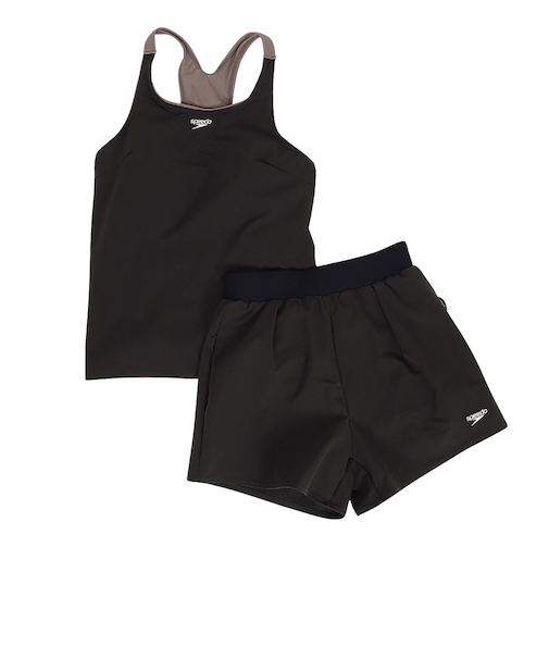 スピード(SPEEDO)フィットネス水着 エアパ 上下セット チャコールグレー M-LLサイズ SFW22303G CC 体型カバー 差し込みカップ 撥水