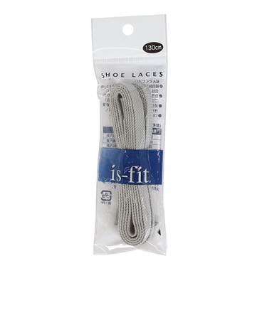 イズフィット（is-fit）シューレース 靴ひも X コットン グレー 130cm