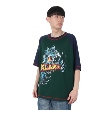 エクストララージ（XLARGE）PANTHER CLAWS ラグラン 半袖Tシャツ 101252011019-NAVY