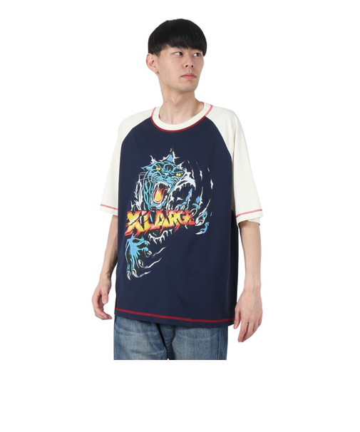 エクストララージ(XLARGE)PANTHER CLAWS ラグラン 半袖Tシャツ 101252011019-WHITE