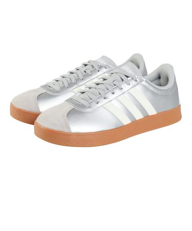 アディダス（adidas）スニーカー スポーツシューズ VLコート・ベース シルバー JQ3048 スポーツ カジュアルシューズ