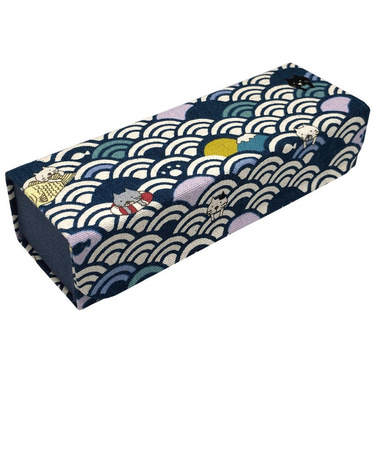 メガネケース サングラスケース ホールディングケース ネコ海 ネイビー J-8 折りたたみ アイウェアケース