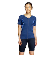ナイキ（NIKE）フィットネス水着 水泳 ジップ付き半袖セパレーツ 上下セット 紺 M-3Lサイズ 2993145-008