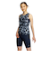 ナイキ（NIKE）フィットネス水着 水泳 総柄ジップ付きセパレーツ 上下セット 黒 M-3Lサイズ 2993148-009