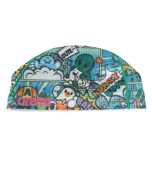 アリーナ（ARENA）スイムキャップ 水泳 メッシュキャップ 緑×青 M-L