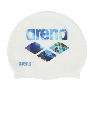 アリーナ（ARENA）シリコーンキャップ 水泳 キャップ  ホワイト×ブルー AS5FSC21U WHBL シリコーン 伸縮 髪保護 練習 アスリート