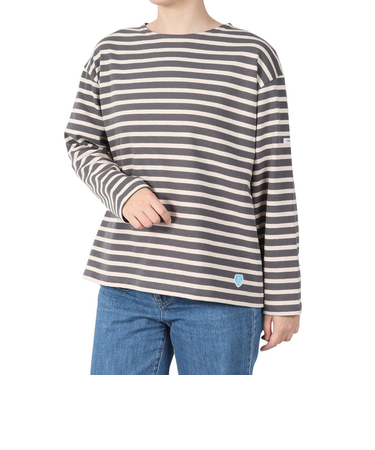 COTTON LOURD WIDE BOAT NECK BASQUE シャツ B249SMOKExWHEAT