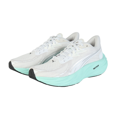 プーマ（PUMA）ランニングシューズ ジョギングシューズ ヴェロシティ ニトロ 4 ホワイト グリーン 31114105 スニーカー