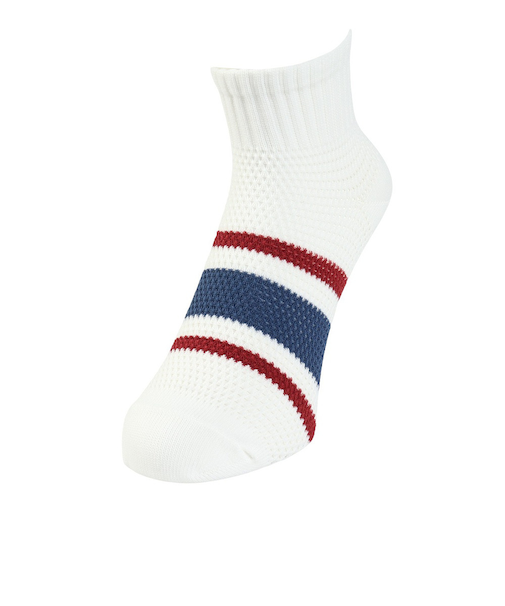 ヤックパック（YAK PAK）靴下 刺繍ライン SH ショートソックス オフホワイト 25-27センチ 34E15501A 抗菌防臭 メッシュ おしゃれ 普段…