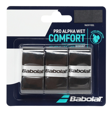 バボラ（BABOLAT）テニスグリップテープ 3本入り PRO ALPHA WET GRIP X3 653054-BK