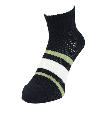 ヤックパック（YAK PAK）靴下 刺繍ライン SH ショートソックス 黒 25-27センチ 34E15501S  抗菌防臭 メッシュ おしゃれ 普段使い