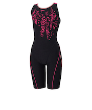 スピード（SPEEDO）フィットネス水着 レディース 水泳 クラッシュドットルースンニースキン 黒×ピンク M-LLサイズ SFW12563 KP オールイン…