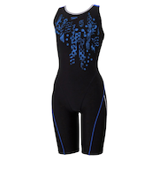 スピード（SPEEDO）フィットネス水着 レディース 水泳 クラッシュドットルースンニースキン 黒×青 M-LLサイズ SFW12563 KB オールインワン…