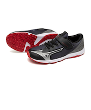 ミズノ(MIZUNO)ジュニアスポーツシューズ ベルクロ ベルト付き スニーカー スピードスタッズ4 ベルト ブラック レッド K1GC242309