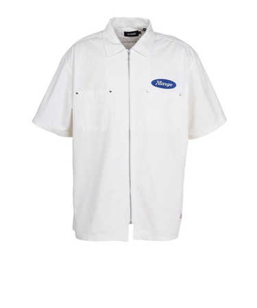 エクストララージ（XLARGE）ジップアップ 半袖 ワークシャツ 101252014001-WHITE
