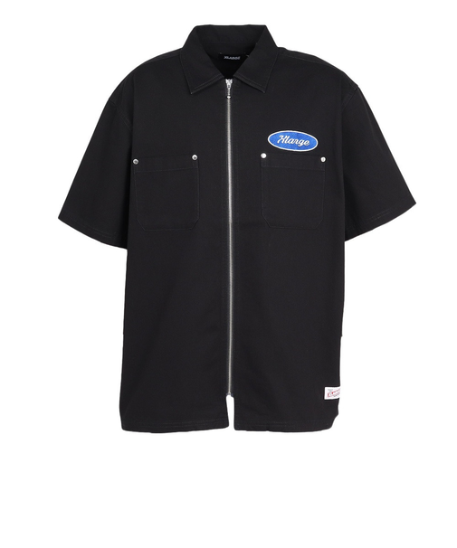 エクストララージ（XLARGE）ジップアップ 半袖 ワークシャツ 101252014001-BLACK